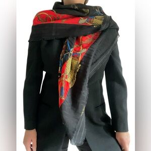 Vintage Equestrian Wildlife Motive Scarf